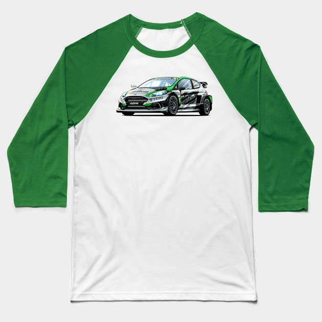 Ford Fiesta WRX Rallycross Baseball T-Shirt by Mario Ramos Rally Art